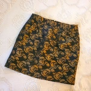 Ann Taylor LOFT gold metallic floral skirt - sz 4